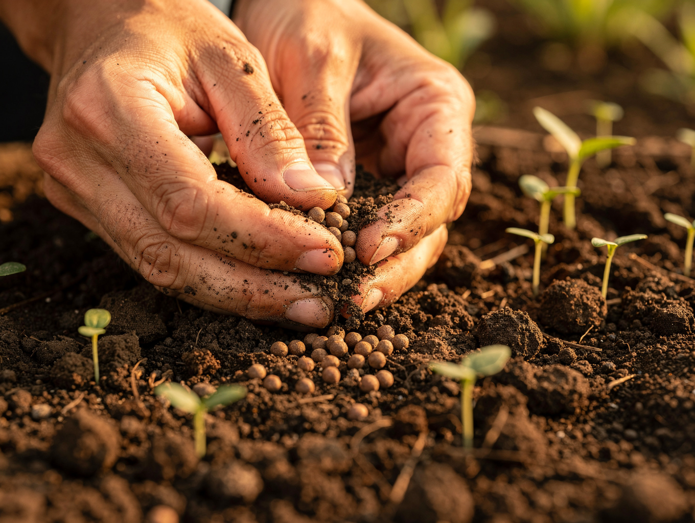 Hands holding rich regenerative soil